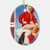 Retro-kerstpop-meisje Keramisch Ornament (Achterkant)