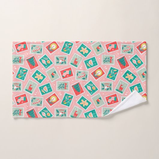 Retro Kerstpostzegels Bad Handdoek (Handdoek)