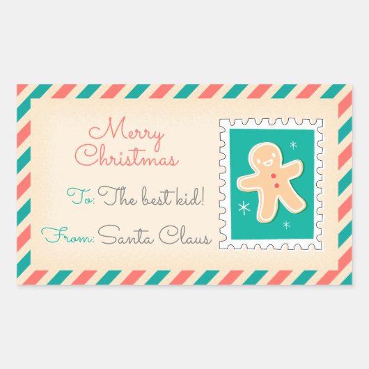 Retro Kerstpostzegels Labels - Cookie (Voorkant)