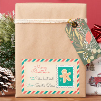 Retro Kerstpostzegels Labels - Cookie