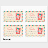 Retro Kerstpostzegels Labels - Stocking (Vel)