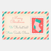 Retro Kerstpostzegels Labels - Stocking (Voorkant)