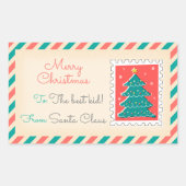 Retro Kerstpostzegels Labels - Tree (Voorkant)