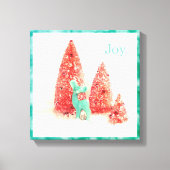 Retro-kerstreces met Aqua-Lijst - Joy Canvas Afdruk (Voorkant)