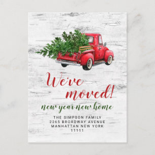 Retro-kerstrood Boerderij Truck Moving Announding Briefkaart