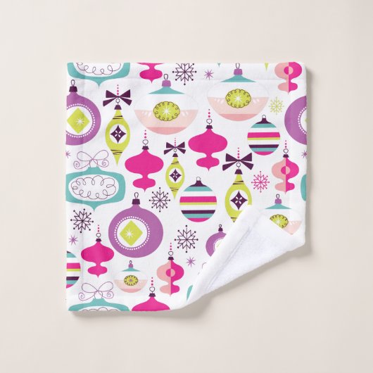 Retro kerstsierfeestdag bad handdoek (Wasdoekje)