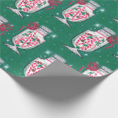 Retro kerstsnoeppas Jar Cadeaupapier (Hoek)