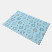 Retro kerstsnowflakes Baby Blue Deurmat (Schuin)