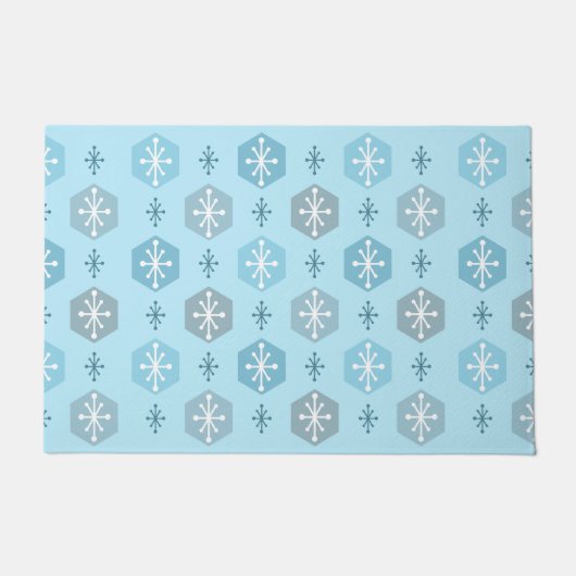 Retro kerstsnowflakes Baby Blue Deurmat (Voorkant)