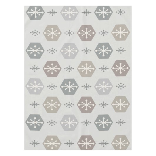 Retro kerstsnowflakes Silver Gold Tafelkleed (Voorkant)