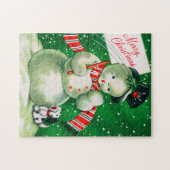  retro-kerstsnowman-kaart puzzel (Horizontaal)