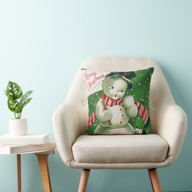  retro-kerstsnowman thuisloodkussen kussen (Stoel)