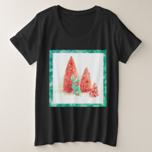 Retro-kersttas met Aqua Lijst plus T-S-formaat Grote Maat T-shirt