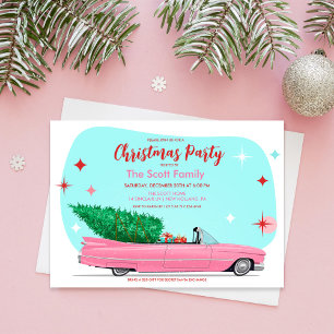 Retro Kerstvakantie Auto Kaart