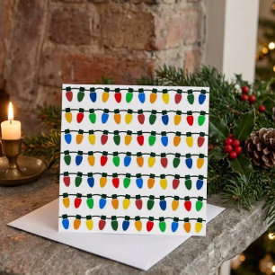 Retro Kerstvakantie Kleurrijke Slingers Kunst Kaart