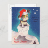  retro kerstvakantie puppy briefkaart (Voorkant / Achterkant)