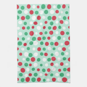 Retro Kerstvakantie Stippen Keukenhanddoek Cadeau
