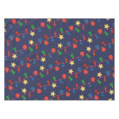 Retro Kerstversiering en Garland Navy Tafelkleed (Voorkant (Horizontaal))