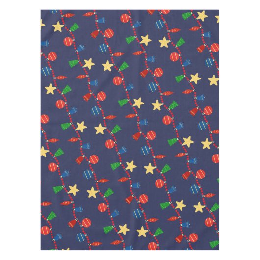 Retro Kerstversiering en Garland Navy Tafelkleed (Voorkant)