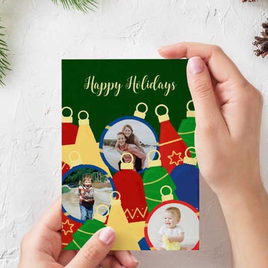 Retro kerstversiering Foto Feestdagenkaart