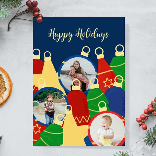 Retro kerstversiering Foto Feestdagenkaart