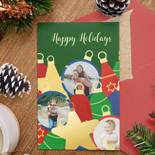 Retro kerstversiering Foto Folie Feestdagenkaart