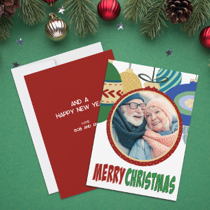 Retro Kerstversiering Fotosjabloon Platte Kaart