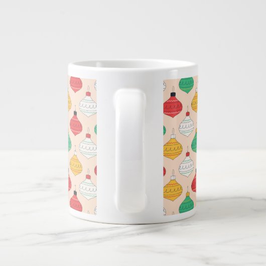 Retro Kerstversiering Patroon Extra Grote Beker (Achterkant)