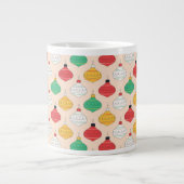 Retro Kerstversiering Patroon Extra Grote Beker (Voorkant)