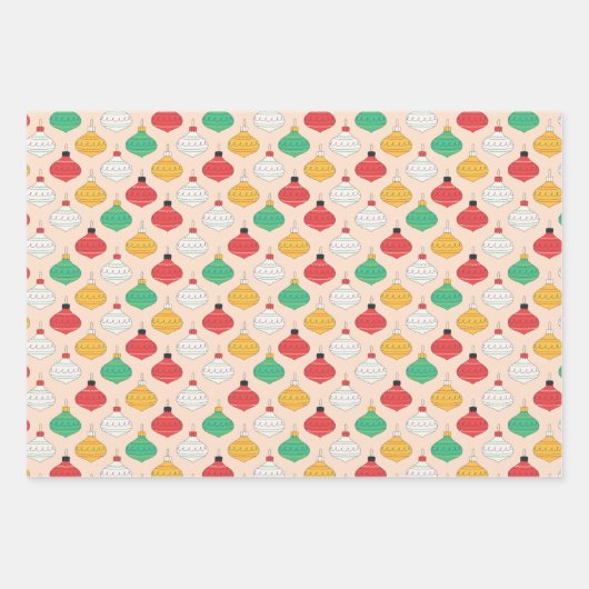 Retro Kerstversiering Patroon Inpakpapier Vel (Voorkant 3)