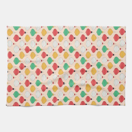 Retro Kerstversiering Patroon Theedoek (Horizontaal)