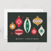 Retro Kerstversiering - Prettig Kerstfeest Feestdagenkaart (Voorkant / Achterkant)