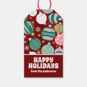 Retro Kerstversieringen en Sneeuwvlokken Cadeaulabel (Voorkant)