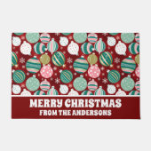 Retro Kerstversieringen en Sneeuwvlokken Deurmat (Voorkant)