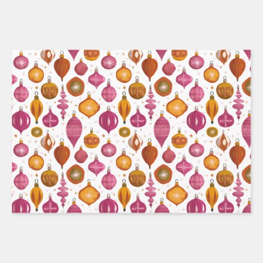 Retro kerstversieringen inpakpapier vel (Voorkant 2)