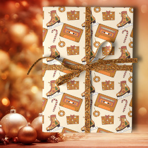 Retro Kerstvreugde Cadeaupapier