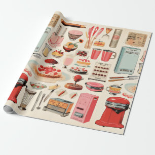 Retro Keuken Cakes en Gereedschap Cadeaupapier