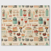 Retro Keuken Cakes en Gereedschap Cadeaupapier (Vlak)