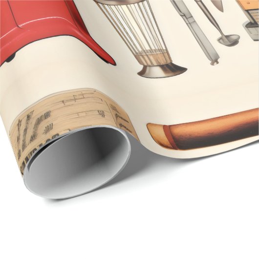 Retro Keuken Cakes en Gereedschap Cadeaupapier (Rol Hoek)