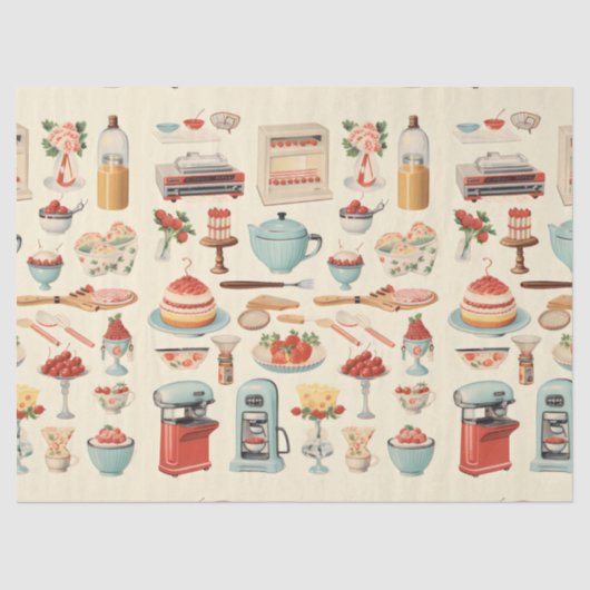 Retro Keuken Cakes en Gereedschap Tissuepapier (Voorkant)