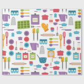 Retro keuken chef-kok bakken cadeaupapier (Vlak)