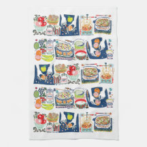 Retro Keuken Koken Boek Illustratie Marine Blauw