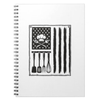 Retro keuken vlag kookgerei T-shirt ontwerp Notitieboek