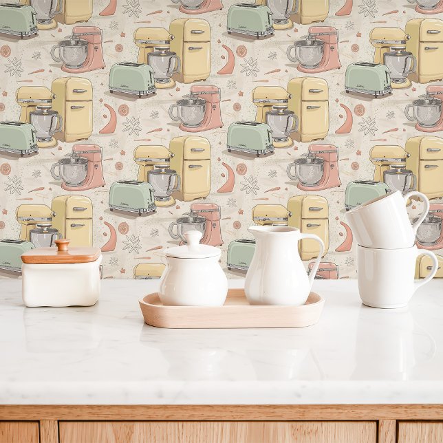 Retro keukenapparatuur behang (Creator heeft geüpload)