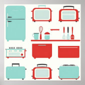 Retro keukenapparatuur patroon poster (Voorkant)