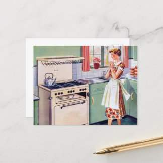 retro  keukendame briefkaart