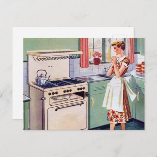 retro keukendame briefkaart (Voorkant / Achterkant)