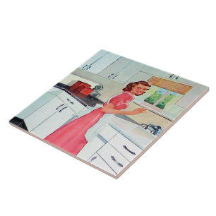 retro  keukendame tegeltje