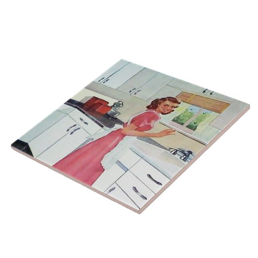 retro  keukendame tegeltje (Zijkant)