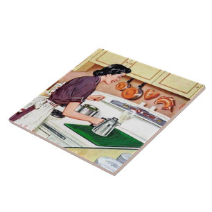 retro  keukendame tegeltje